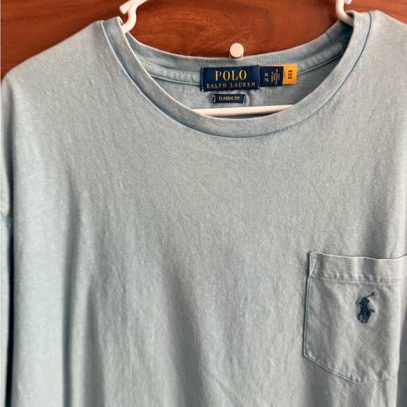 Polo by Ralph Lauren Men's Soft Blue Tee - Picture 3 of 6